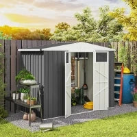 Capanno da Giardino Porta Attrezzi in Acciaio Zincato con 2 Porte, 246x117x180 cm, Grigio Scuro