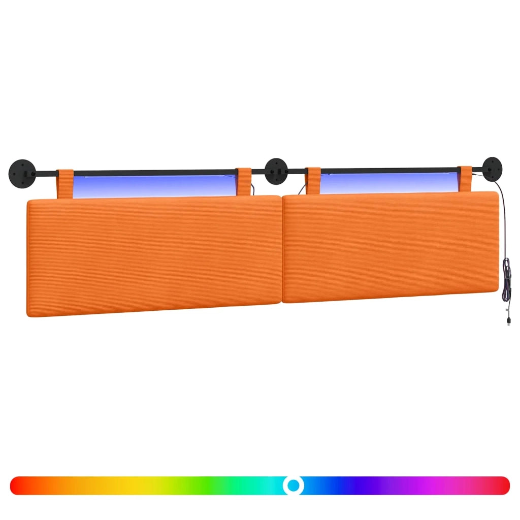 Testiera sospesa Con luce LED Arancione Tessuto in Cords