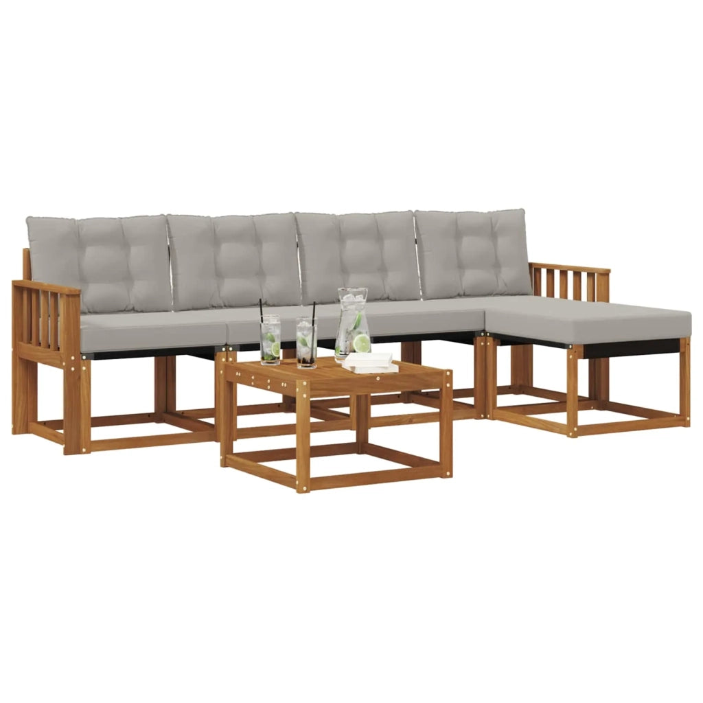 Set di divani da esterno 6 pcs Grigio Naturale e Chiaro 3368590