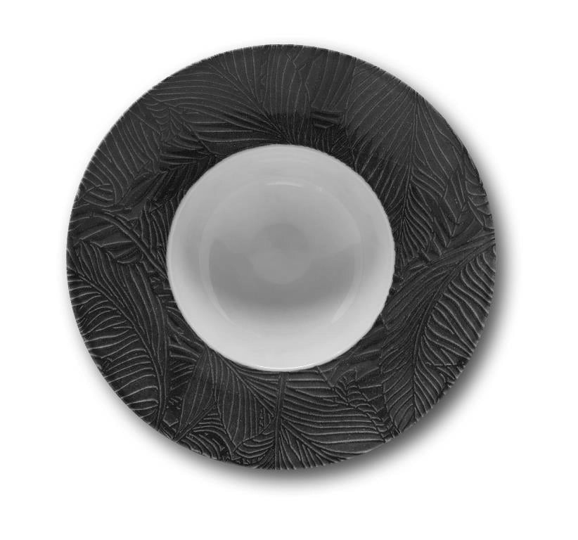 Set 6 Piatti da Tavola K-Bowl Breath Nero in Porcellana 27,5 cm Saturnia