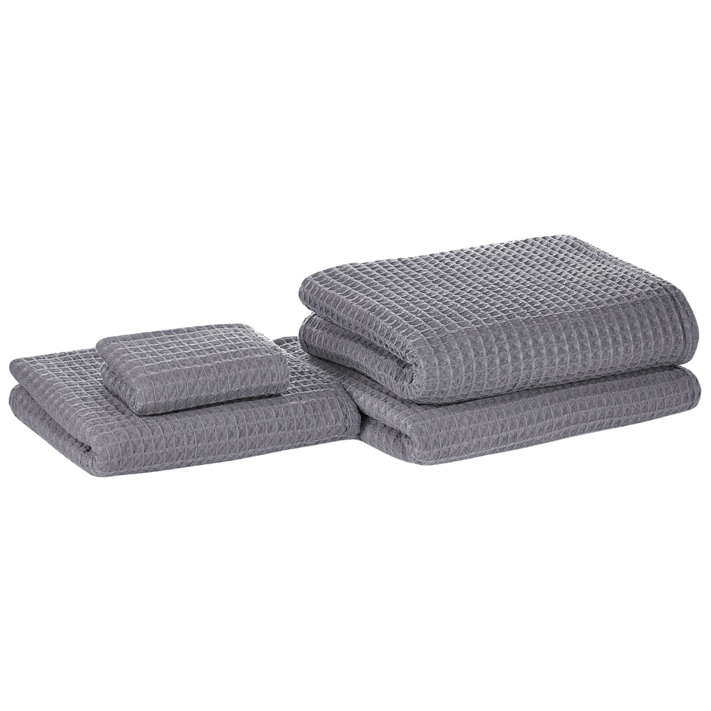Set di 4 asciugamani da bagno e tappetino da bagno per ospiti in cotone grigio Zero Twist