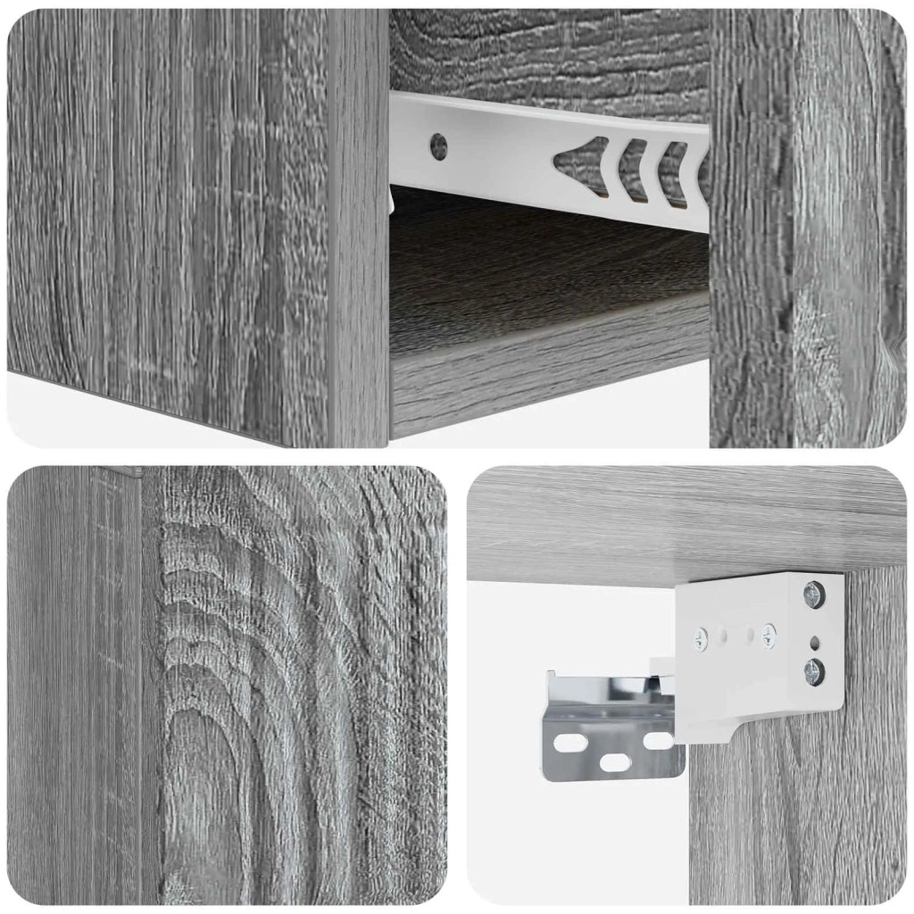 Tavolino da Parete Laterale Grigio Sonoma 59 x 34,5 x 17 cm 897981