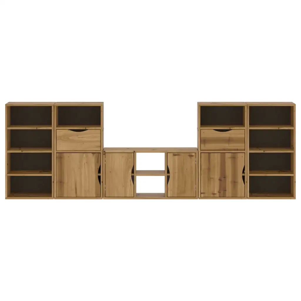 Mobile TV 5 pz con Contenitore ODDA in Legno Massello di Pino 3365370