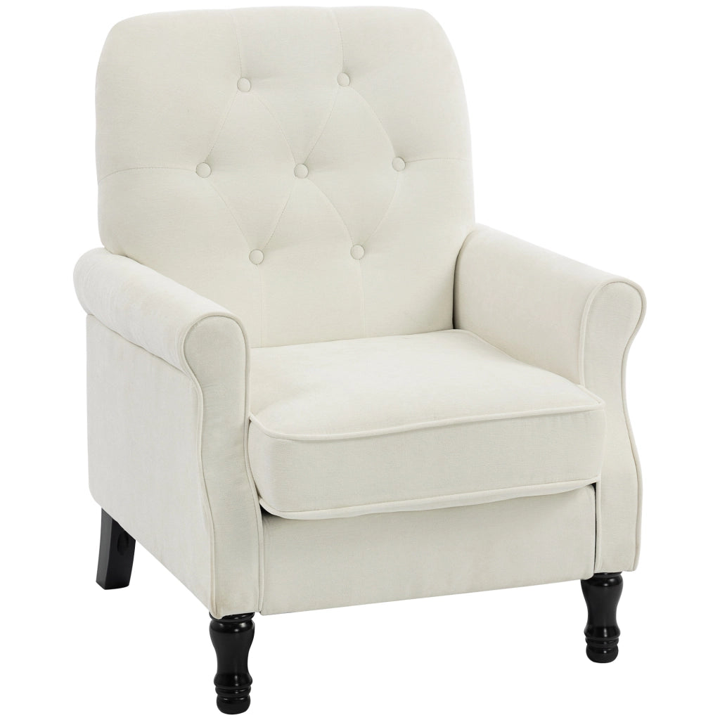 Poltrona tessuto lino crema ¨C Xylo ¨C imbottitura spessa con cuscino a molle 69x75x90cm