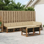 Set di divani da esterno con cuscino 8 pcs Naturale e Beige