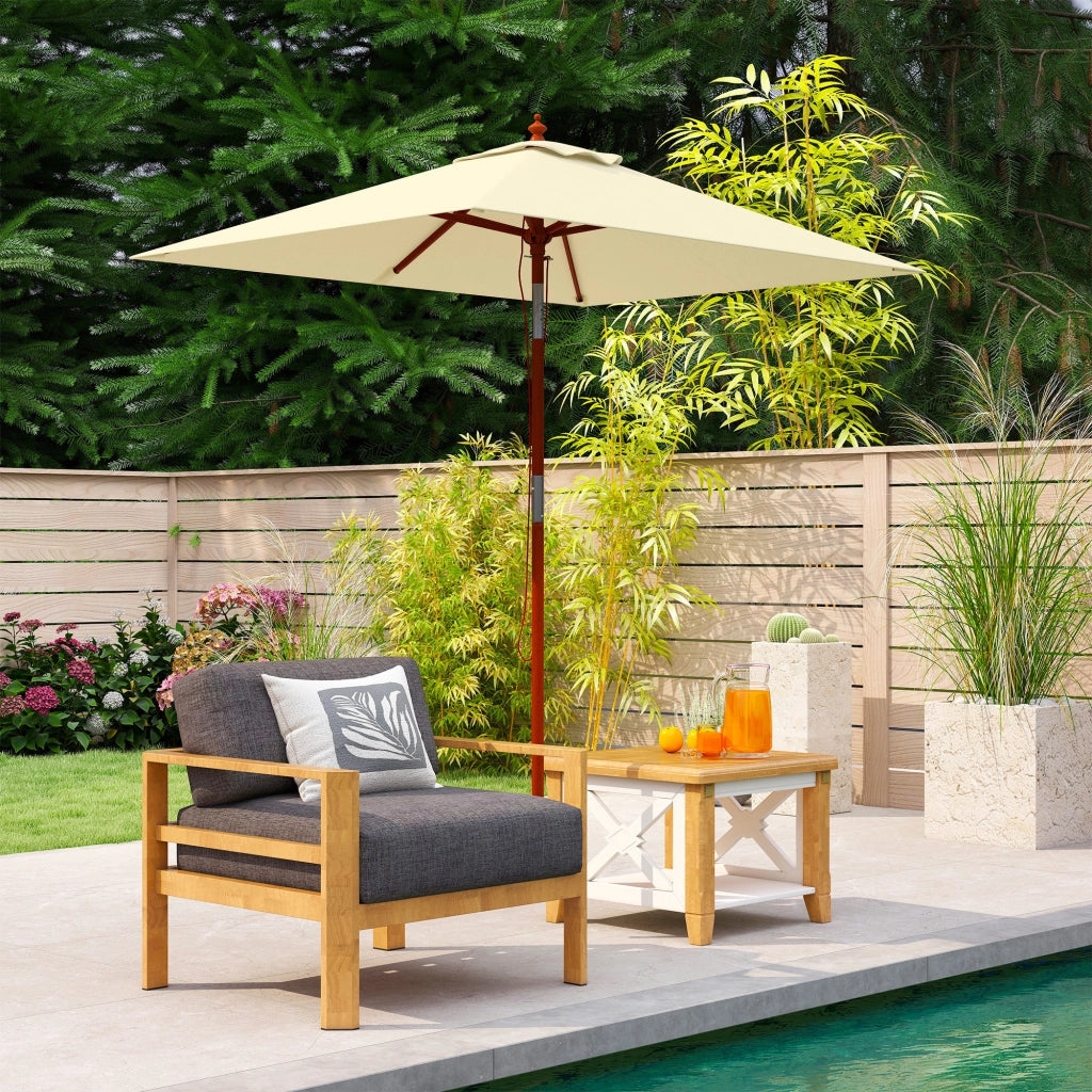 Ombrellone Rettangolare Inclinabile 2x1.5 m ¨C zephmum ¨C Bamb¨´ e Poliestere Beige