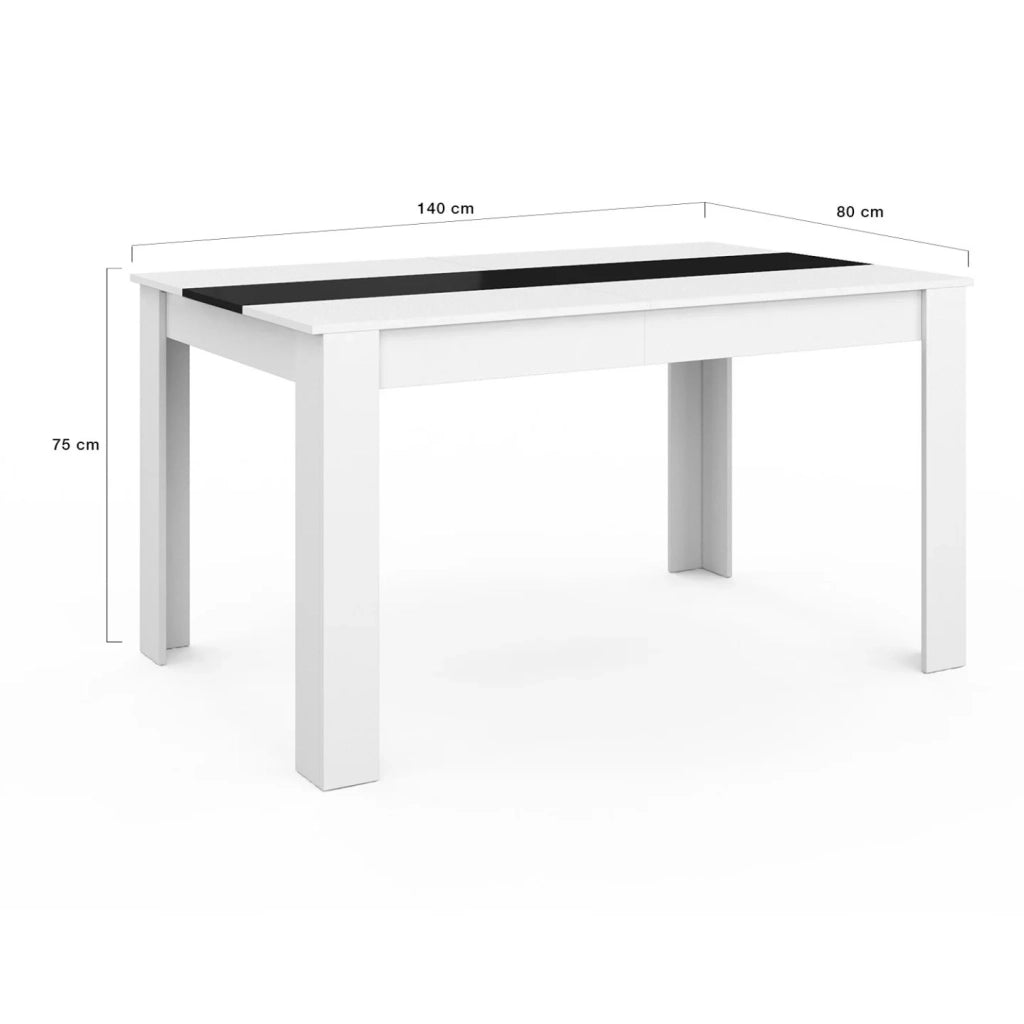 IDMarket - GEORGIA Tavolo da pranzo rettangolare bianco e nero per 6 persone 140 x 80 cm