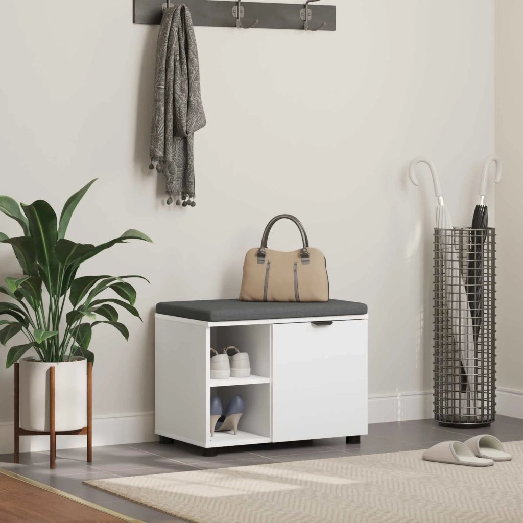 Panca per ingresso con cuscino-Sgabello-Panca da Corridoio Bianco 60 x 38 x 46 cm 676231