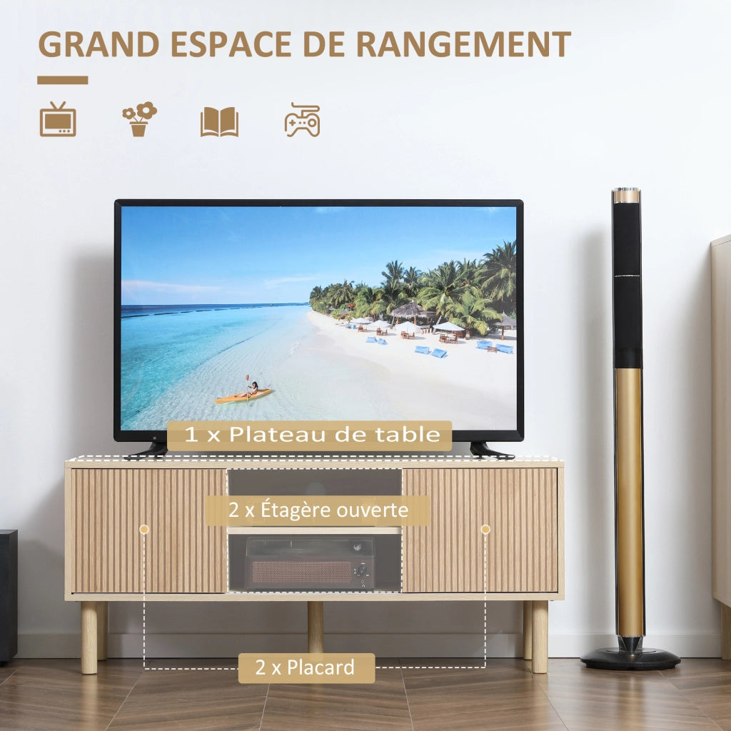 Mobile TV con 2 ante scorrevoli e 2 ripiani ¨C zephmum ¨C 115x40x49 cm