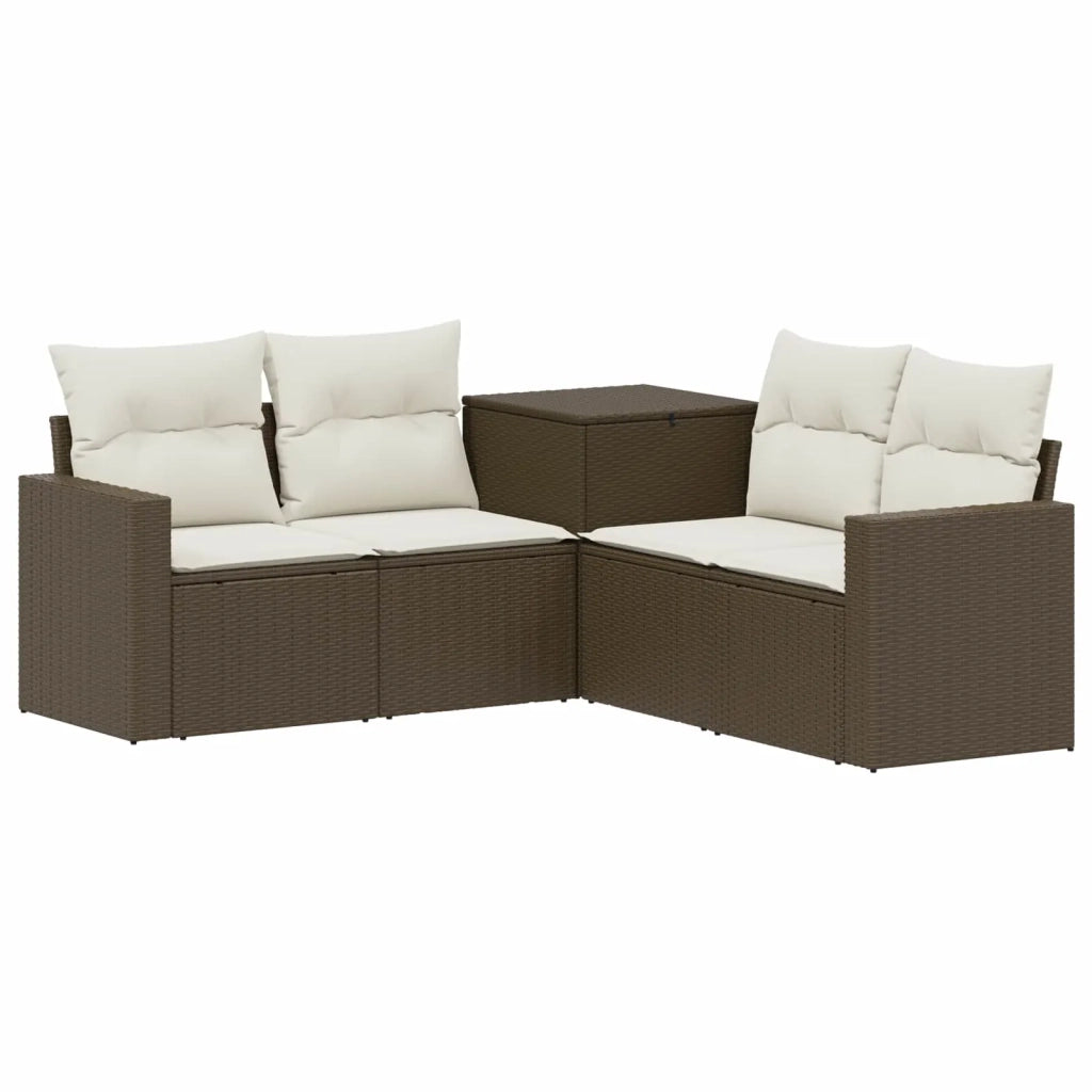 Set di divani 5 pz Marrone e Bianco Crema 3447854