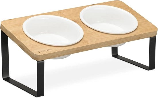 Piatti Cibo Ergonomici Elevati per Piccoli e Medi Cani - Sostegno Solido con Piastrelle Ceramica