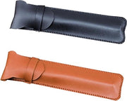 Custodia artigianale in pelle per pennarelli e matite - nero e marrone - 2 pezzi