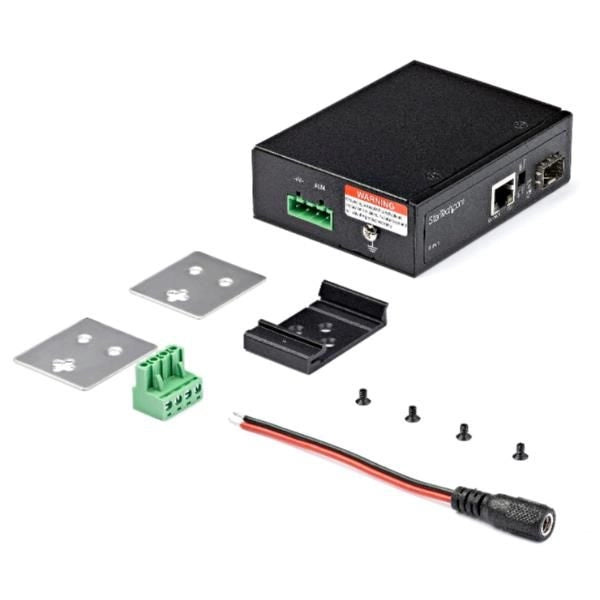 Startech.com media converter fibra a ethernet 60w - convertitore gigabit fibra ottica rame per uso industriale - poe+ media converter fibra multimodale/monomodale - sfp a rj45 - ip-30 / - 40 to +75&degc - IMC1GSFP60W