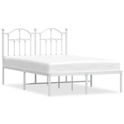 Letto matrimoniale | Letto per adulti | Giroletto con Testiera in Metallo Bianco 120x200 cm