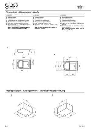 Guscio vasca rettangolare con seduta bianca - Glass 1989 - Misura: 70 x 120 x 40 cm