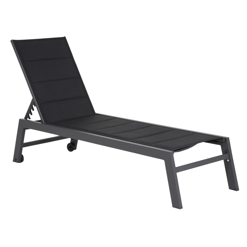 Set di 2 lettini BARBADOS in textilene nero - alluminio grigio antracite