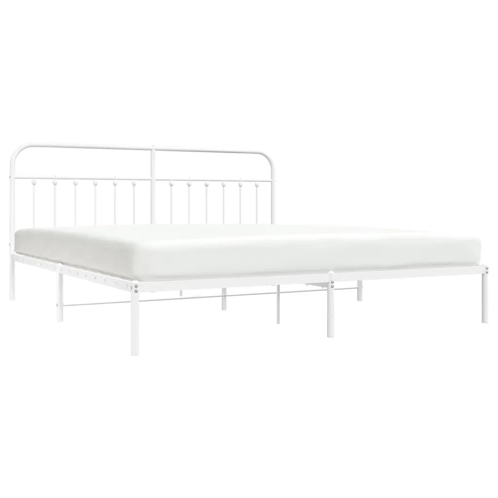 Giroletto con Testiera-Struttura Letto con testiera Metallo Bianco 193x203 cm 520160