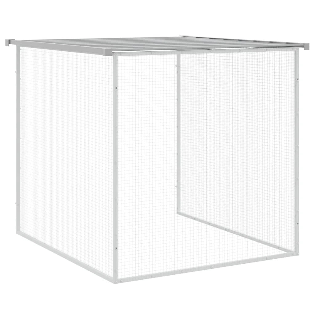 Recinto per pollaio con gabbia per polli con tetto leggero 603 x 98 x 90 cm in acciaio zincato grigio 02_0043987