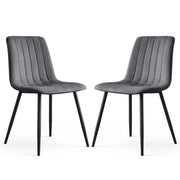 Set di 2 Sedie in velluto trapuntate LIVO Grafite Scuro gambe nere