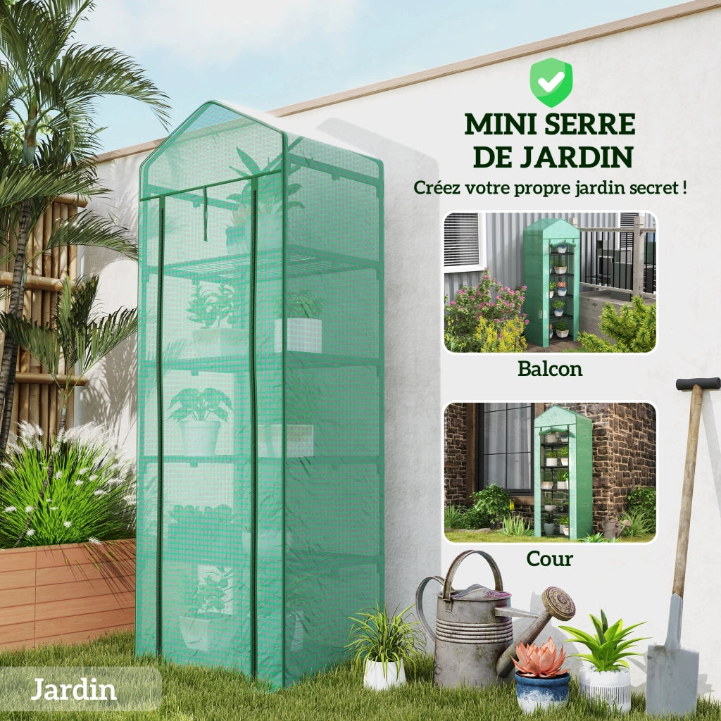 Serra da balcone 5 livelli ¨C zephmum ¨C verde acciaio 69x49x193 cm