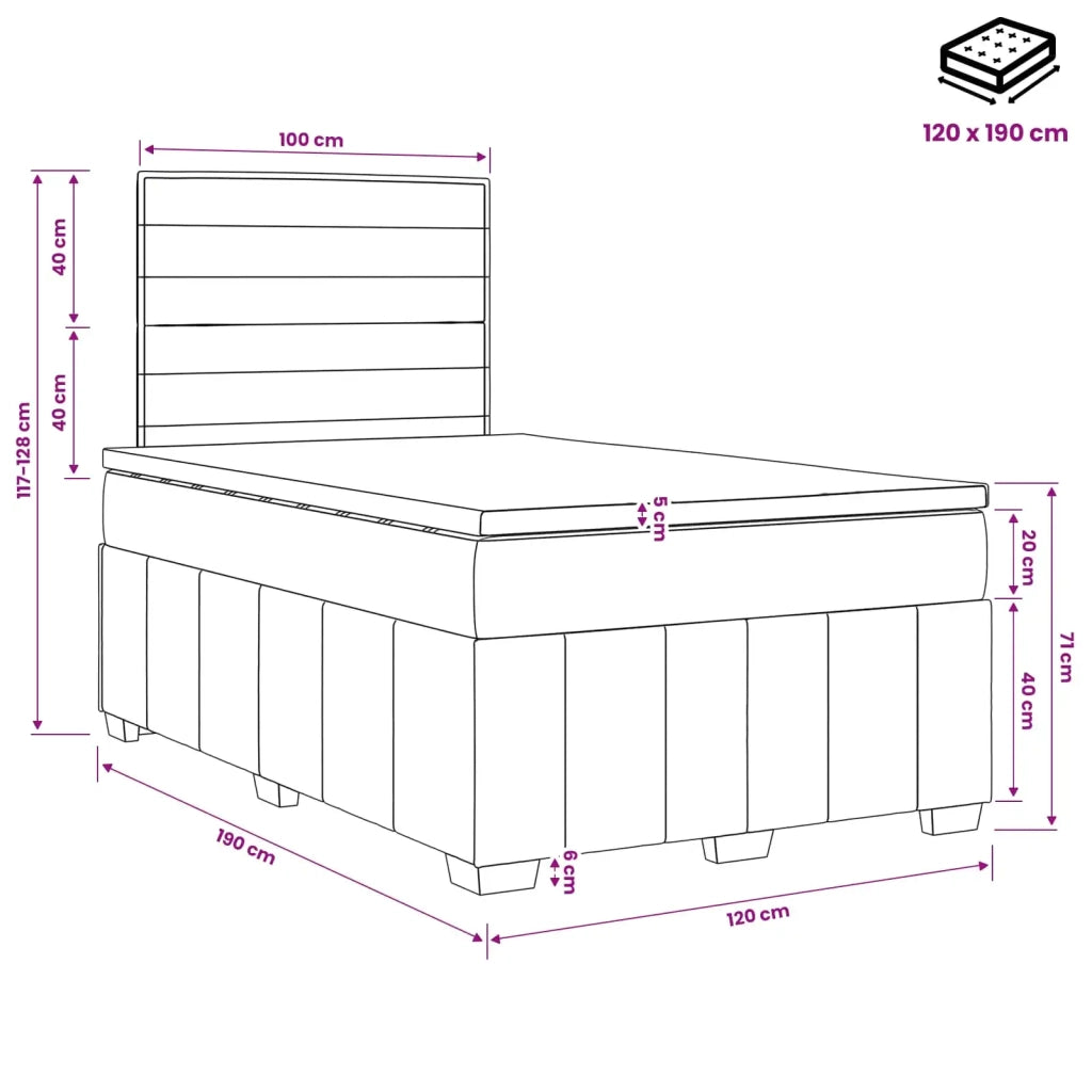 Letto box spring con materasso Grigio Chiaro 120 x 190 cm 3454085