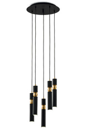 Lampadario moderno tondo Ø37 nero oro 5xGU10 Jupiter