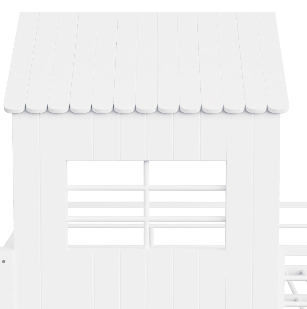 Letto a soppalco multifunzionale 90 x 200 cm con scala contenitore e scaffale; bianco