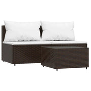 Set Mobili da Giardino 3 pz con Cuscini in Polyrattan Marrone CFW6593995