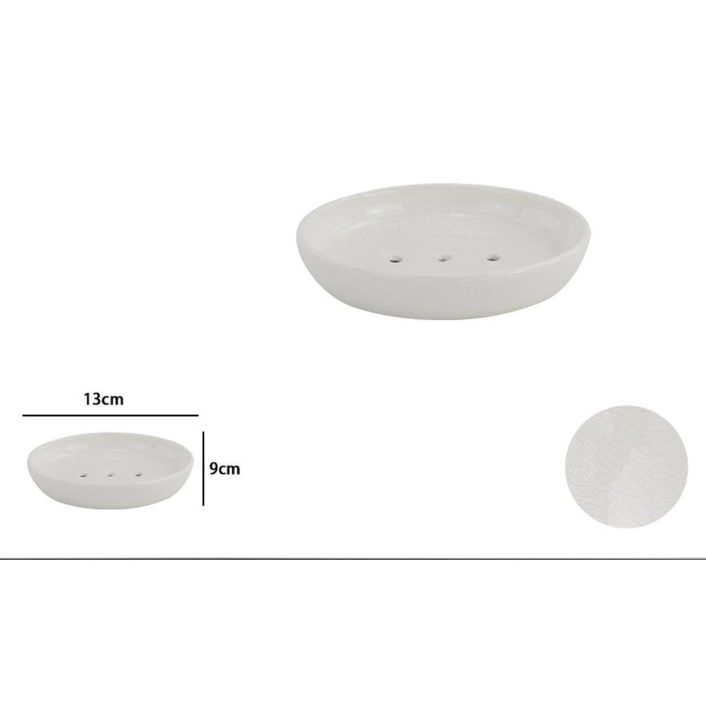 Trade Shop - Porta Sapone Saponetta Piatto Bianco Pelle Accessorio Arredo Bagno Elegante 87788 -