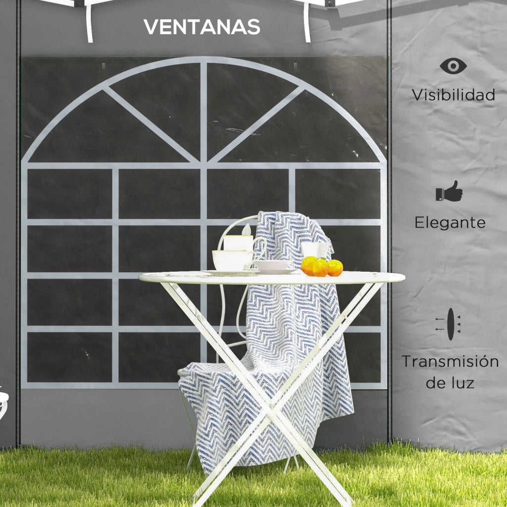 Pannelli Laterali per Gazebo 300x200 cm con Finestra e Porta ¨C zephmum ¨C Grigio