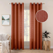 Set di 2 Tende di Voile trasparenti con occhi - Colorazione leggera e decorativa in mattoncino rosso 260 x 140 cm