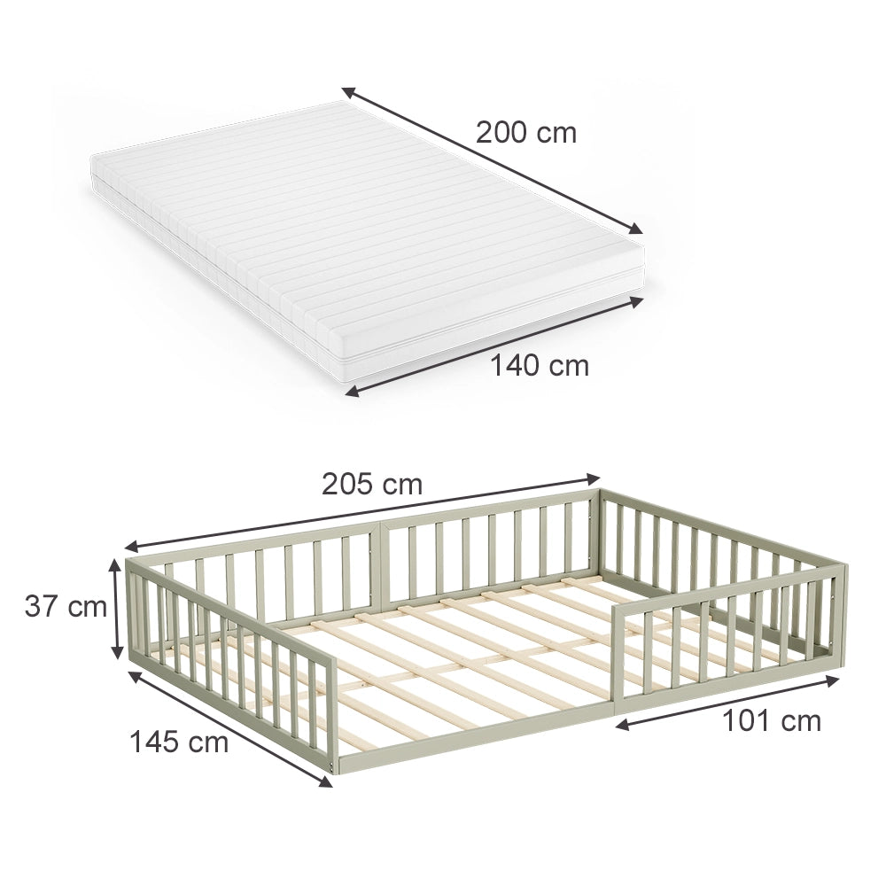 Vitalispa Letto per bambini Grigio 140x200 con materasso