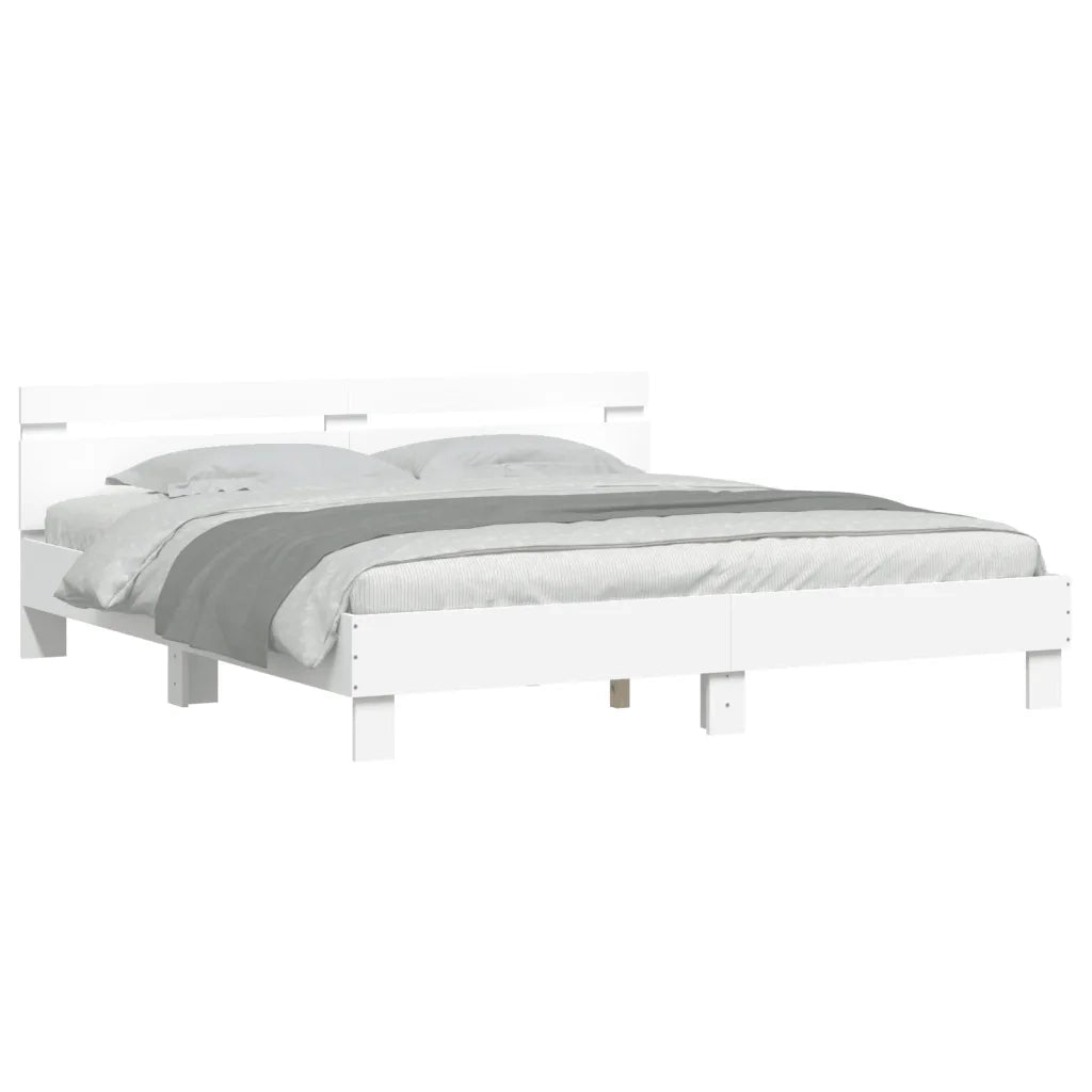 Giroletto con Testiera Bianco 200x200 cm in Legno Multistrato 3207392