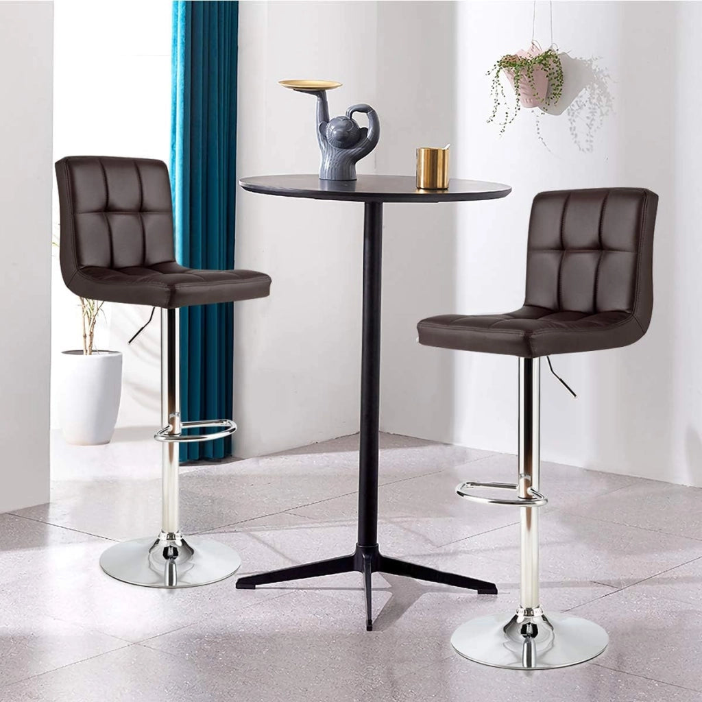 Set di 2 Sgabelli da Bar Regolabili in Altezza 65 – 85 cm, Girevole a 360° con Schienale e Poggiapiedi, Sgabello da Bistrò, Portata Fino a 150 kg