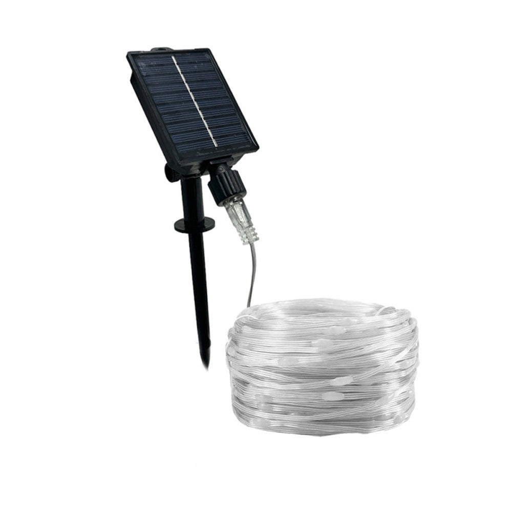 Trade Shop - Striscia Luminosa Led 10mt Con Pannello Solare Picchetto Catena Luce Decorazioni Kyp-10 -