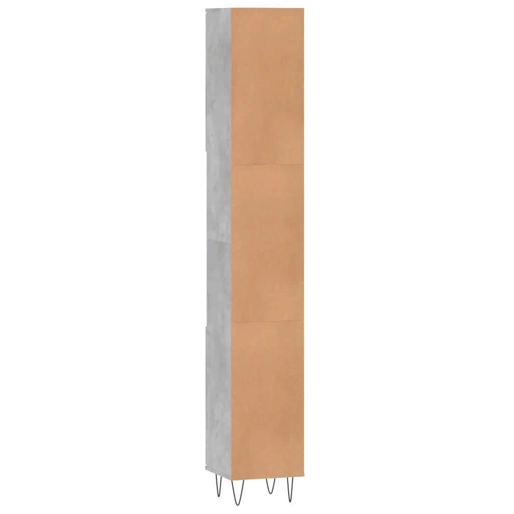 Armadietto Bagno Grigio Cemento 30x30x190 cm Legno Multistrato 831536