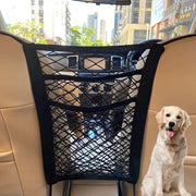Organizzatore di stivaggio per sedile posteriore dell'auto - organizzatore a rete per sedile anteriore - barriera per animali domestici - barriera per cani auto con 3 strati - rete per cani auto 3 strati