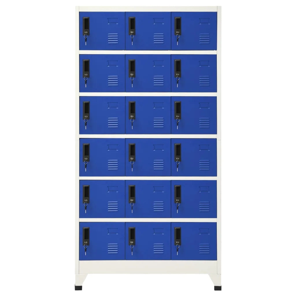 Armadietto con Serratura Grigio e Blu 90x40x180 cm Acciaio 339834