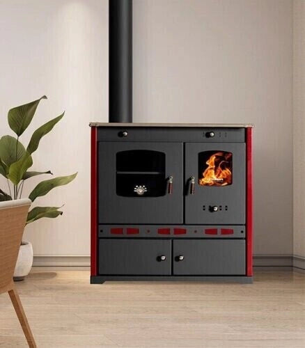 Stufa a legna Perfect Lux Eco con piastra superiore in ghisa uscita sinistra - 7,38 kW