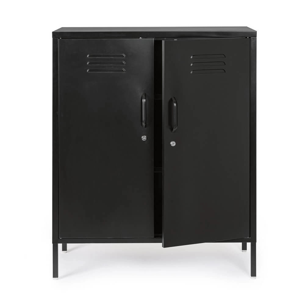 Credenza in Acciaio a 2 Ante Stile Industriale con Ripiani - CLIFTON