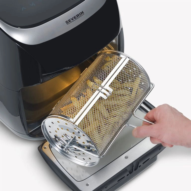 Severin fr 2446 friggitrice ad aria multifunzione, friggitrice aria con 11 litri di capacità e controllo touch, friggitrice senza grassi con numerosi accessori, nero