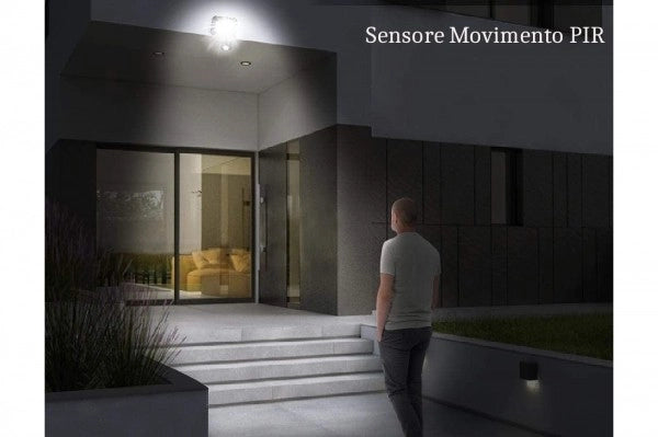 Faro LED 10W Faretto Slim Con Sensore Movimento Pir Crepuscolare ip65 - ZENCOCCO