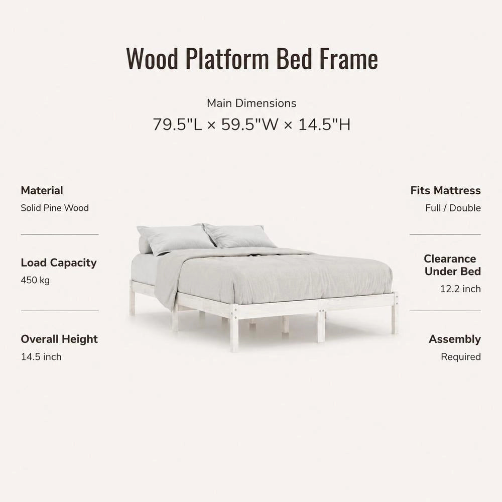Solid Wood Bed White 180x200 Cm
