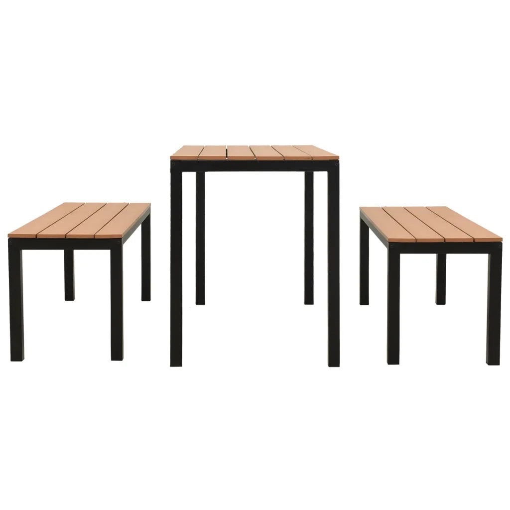 Set da Pranzo da Giardino 3 pz in Acciaio e WPC Marrone e Nero 317140