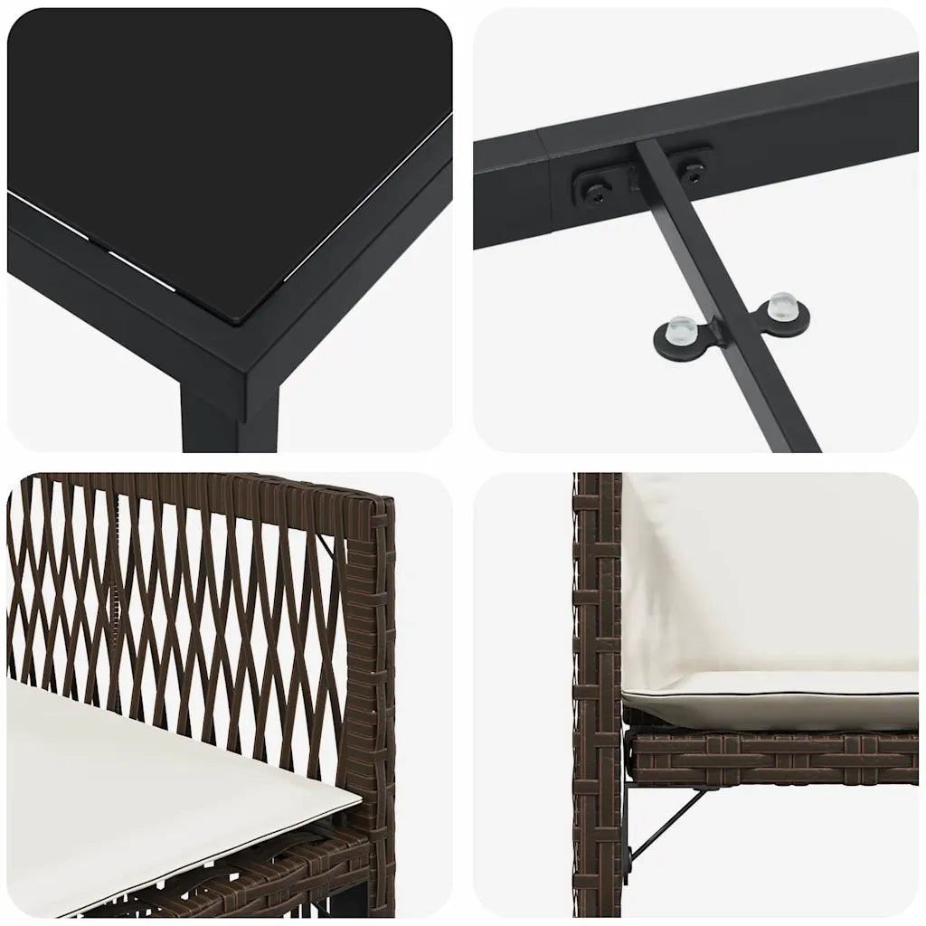 Set da Pranzo per Giardino 5 pz | Set Salotto da Giardino Marrone polyrattan