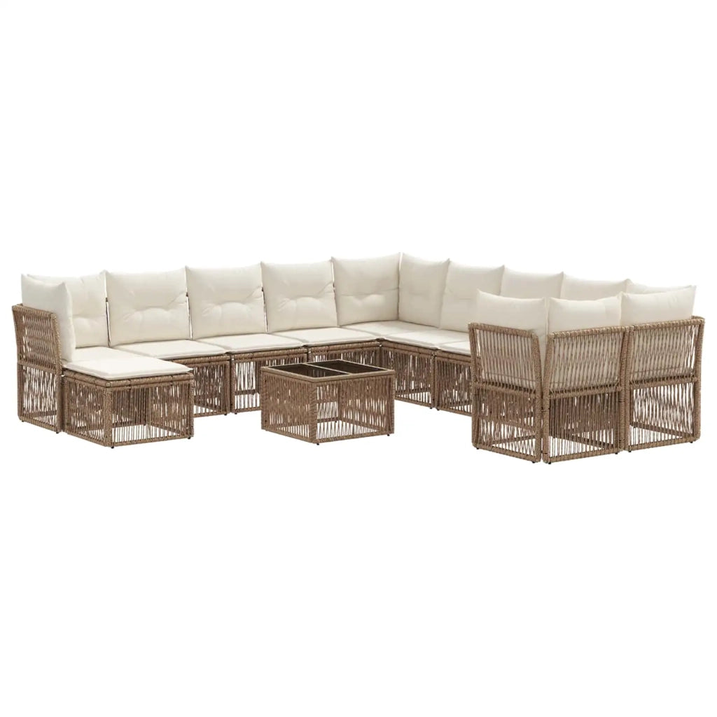 Set Divano da Giardino 12 pcs Beige polyrattan