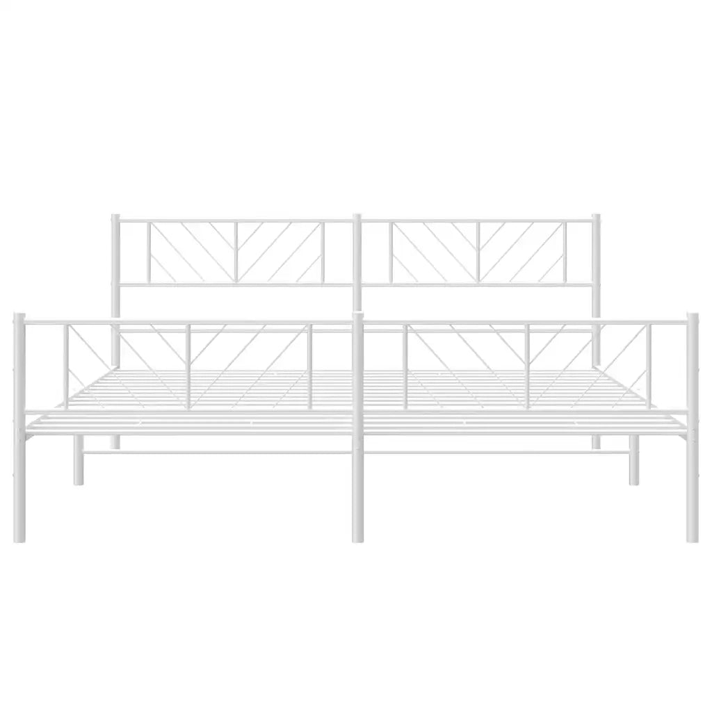 Giroletto con Testiera e Pediera-Struttura Letto Metallo Bianco 193x203 cm 291441