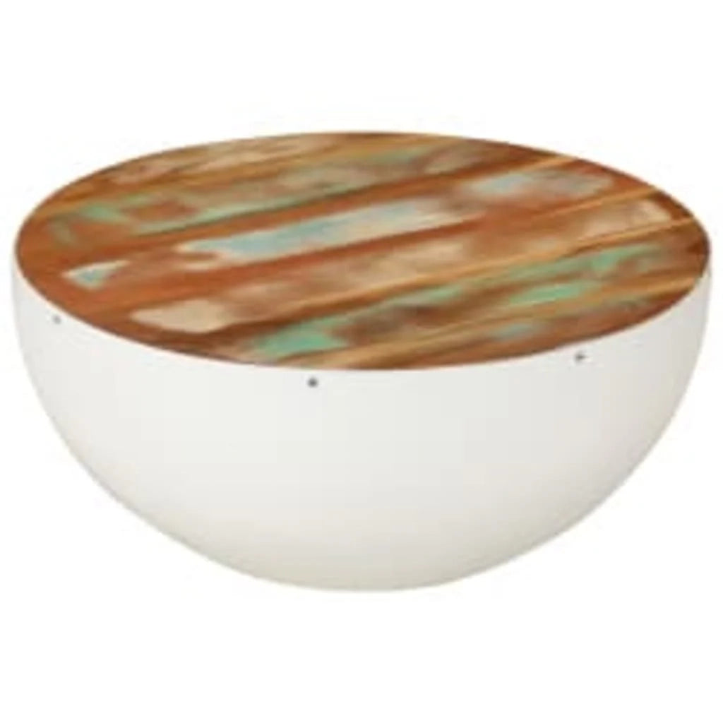 Set di 2 tavolini bassi a forma di ciotola in legno di recupero bianco 02_0042093