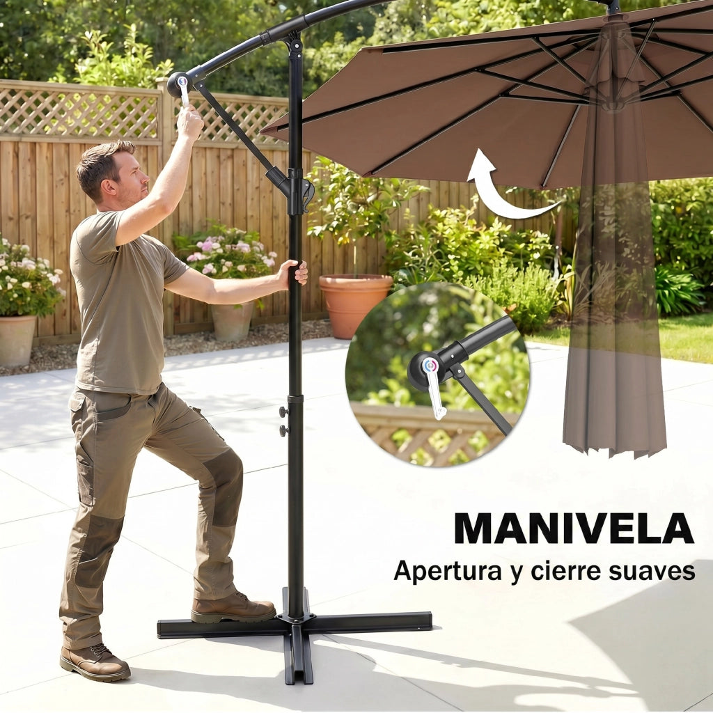 Parasole da Giardino ?295 cm Inclinabile ¨C zephmum ¨C Marrone, Acciaio