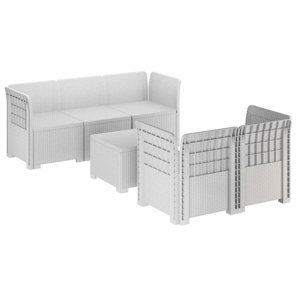 Divano da Giardino 5 Posti Stile Rattan PP Bianco 3443888
